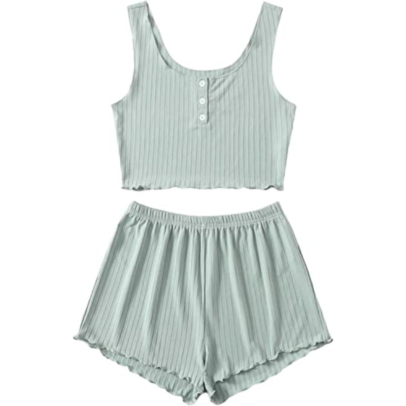 2 Piece Tank Tops And Shorts Lounge Set For Women-Original Pajamas