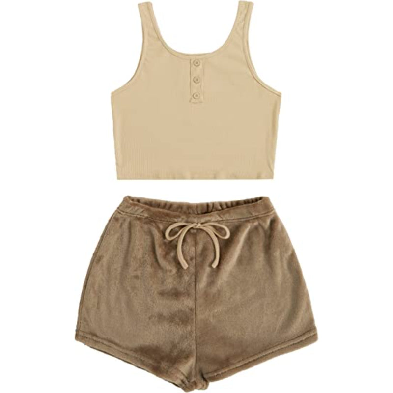 2 Piece Tank Tops And Shorts Lounge Set For Women-Original Pajamas