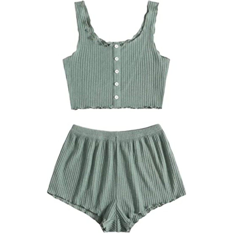 2 Piece Tank Tops And Shorts Lounge Set For Women-Original Pajamas