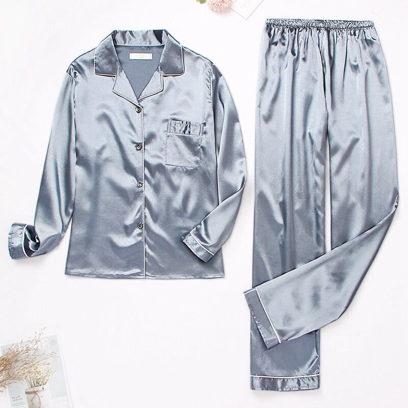 Women's Satin Two Piece Pyjamas Set-Original Pajamas