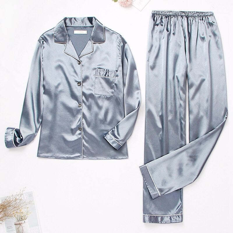 Women's Satin Two Piece Pyjamas Set-Original Pajamas