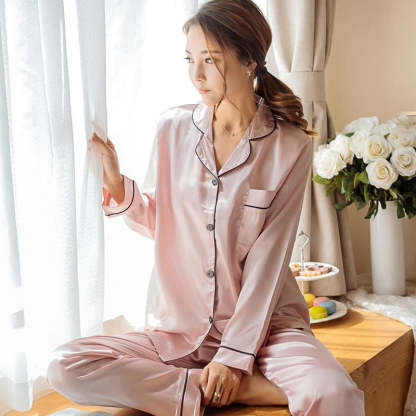 Women's Satin Two Piece Pyjamas Set-Original Pajamas