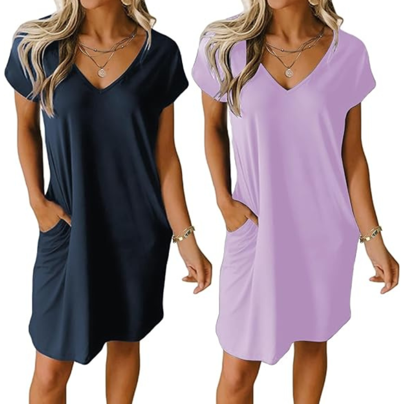 2 Pack Of Short Sleeve Nightgown Sleep Dress For Women
