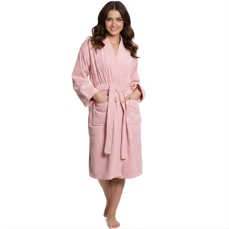 Soft Turkish Terry Cloth Kimono Design Bathrobe For Women