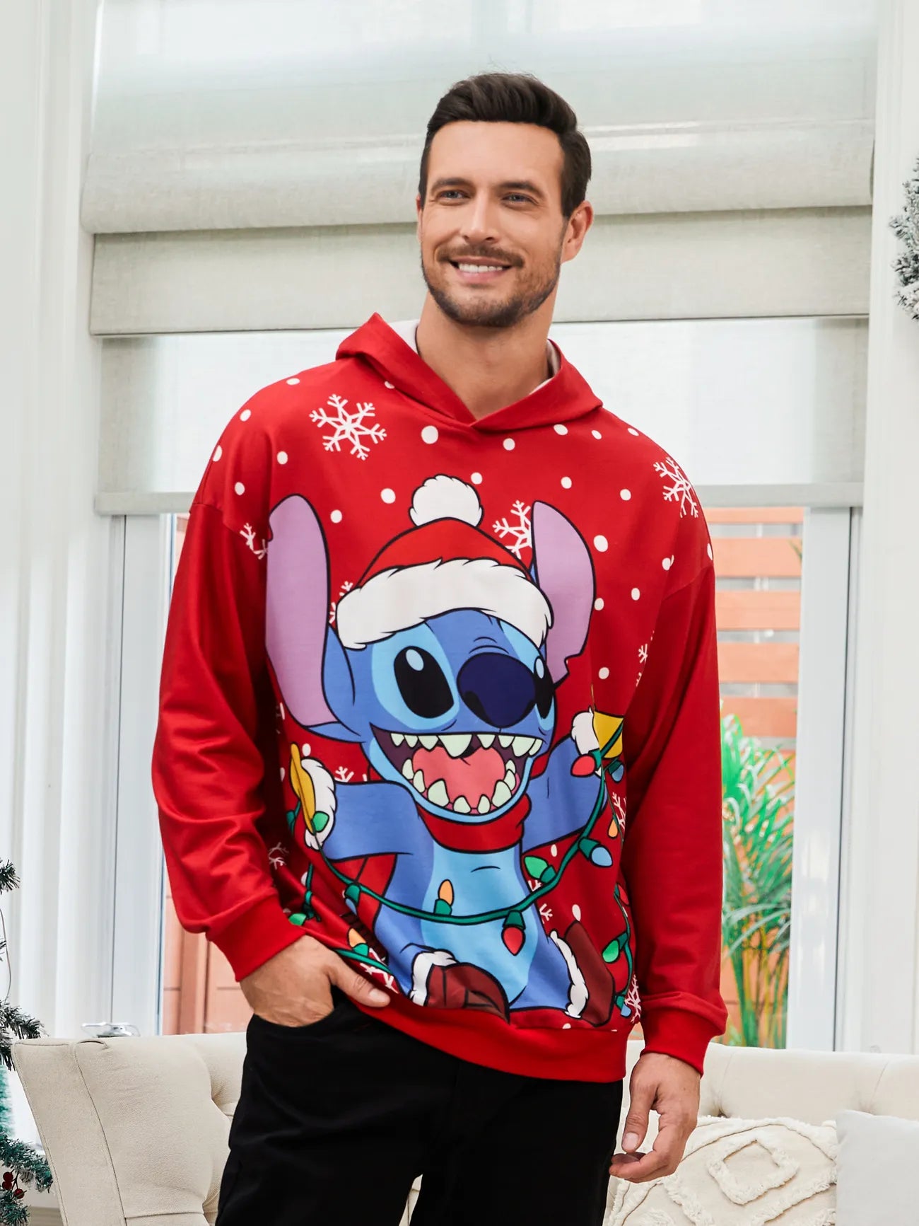 Stitch Festive Family Matching Christmas Hoodie Set-Original Pajamas