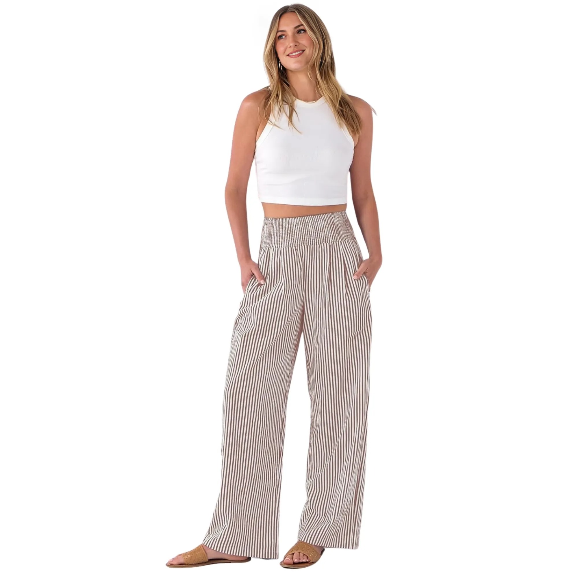 Casual Lounge Palazzo Pants With Striped Pattern