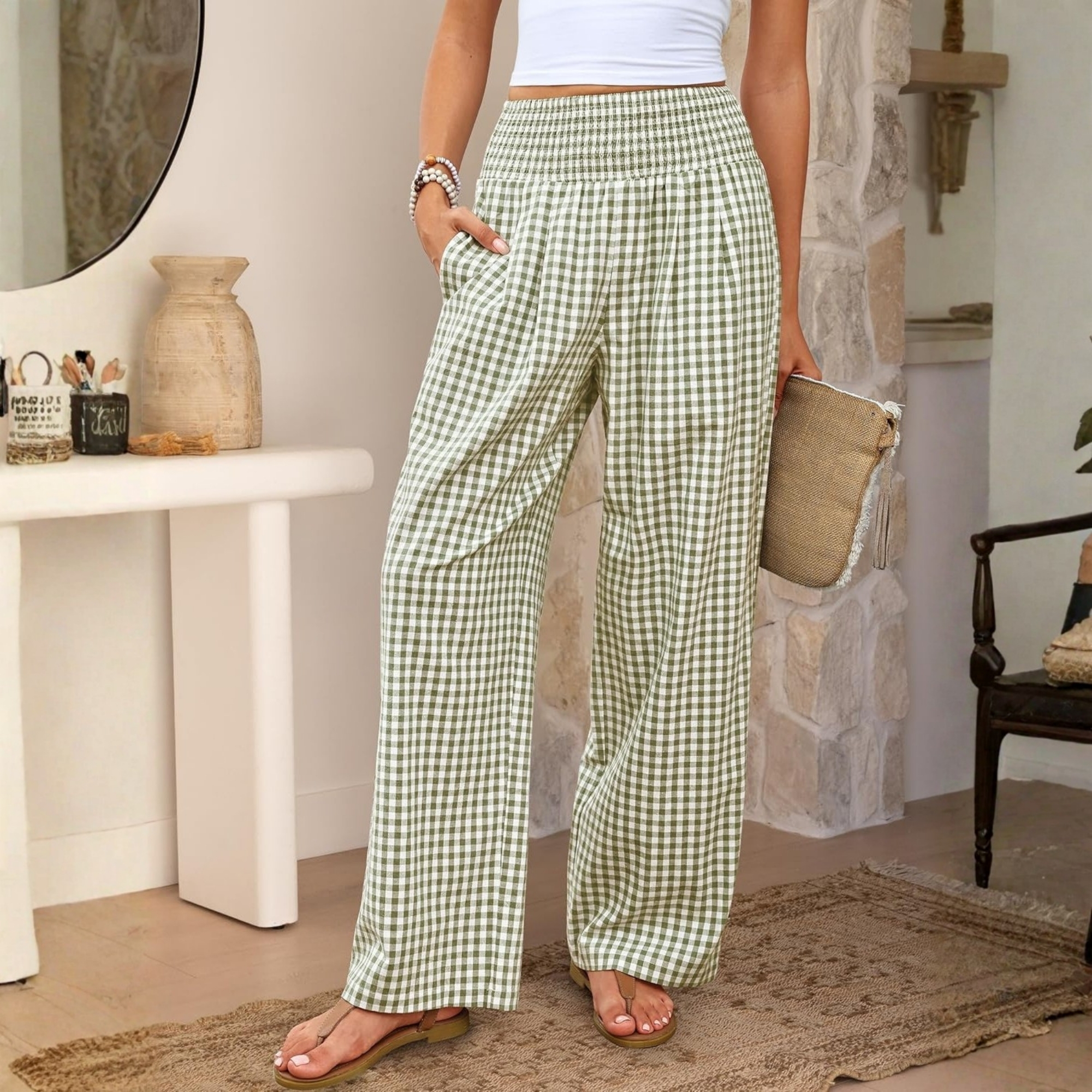 Casual Lounge Palazzo Pants With Striped Pattern