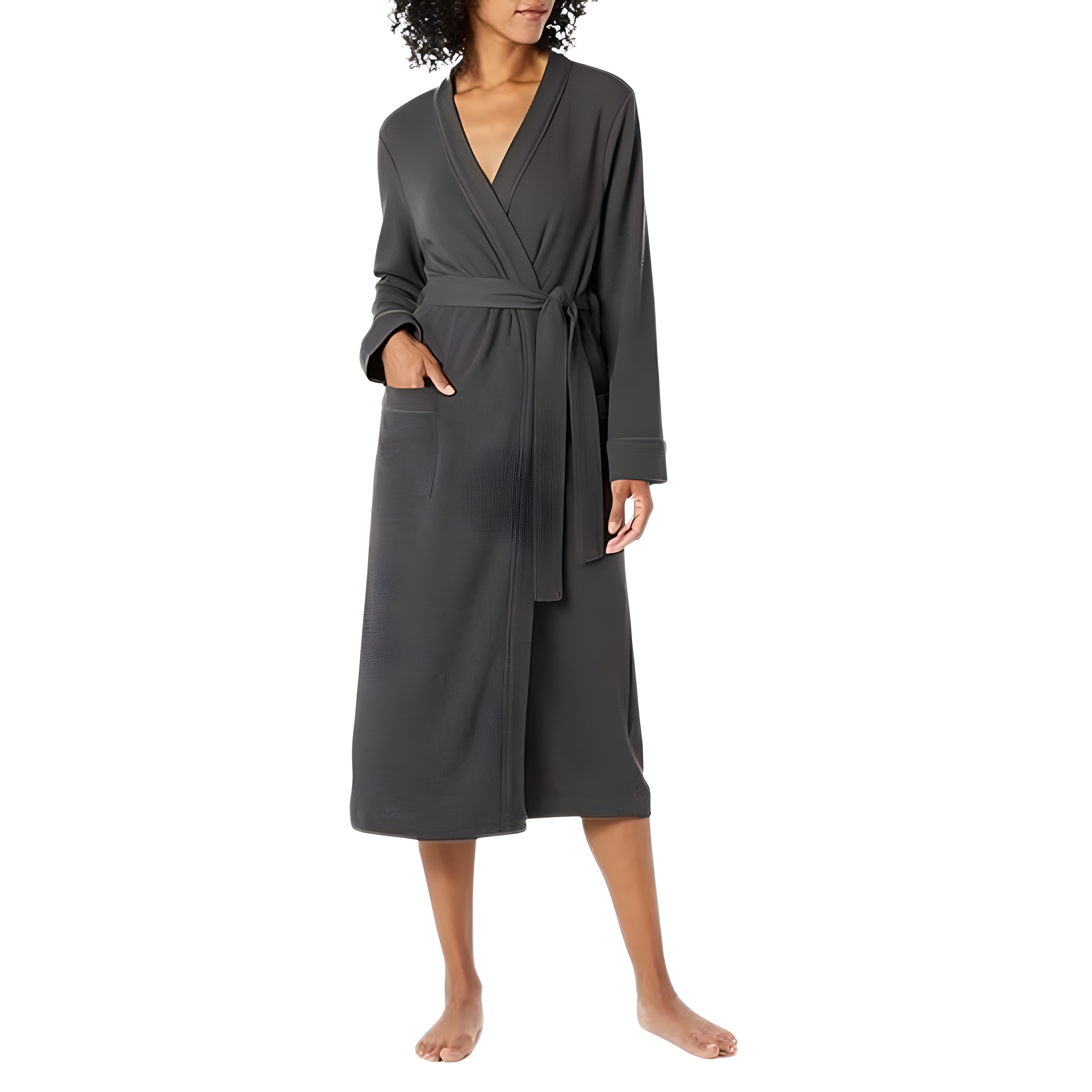 Lightweight Waffle Knit Full Length Bathrobe Home Wear For Women