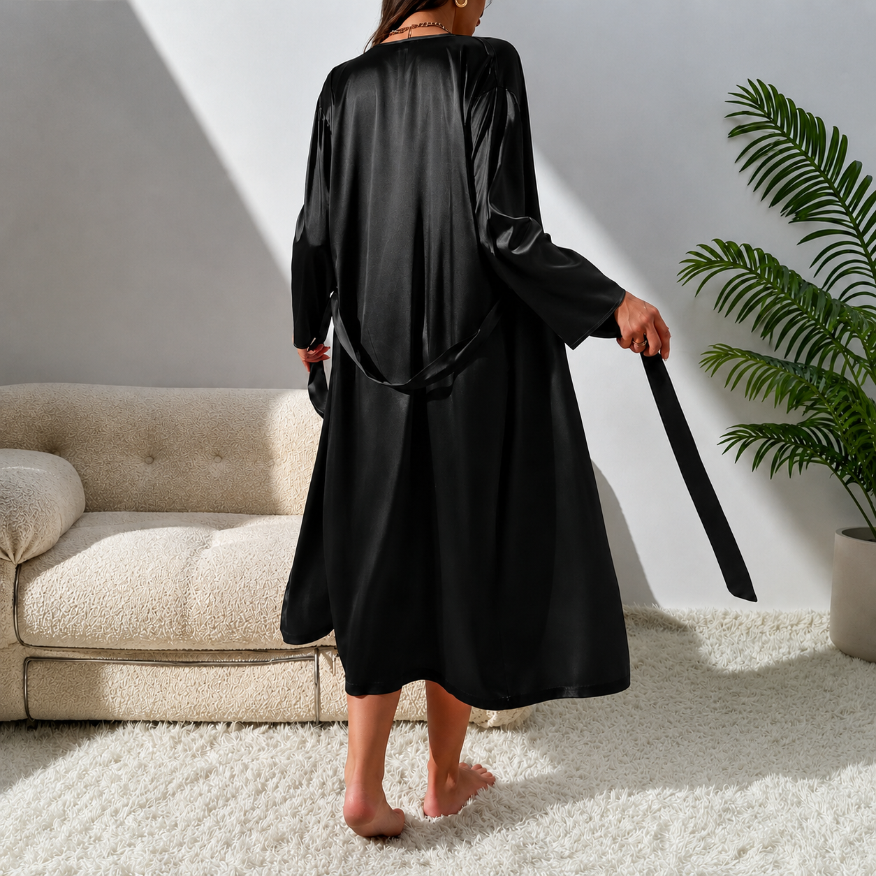2 Pieces Robe And Cami Dress Pajama Set For Women