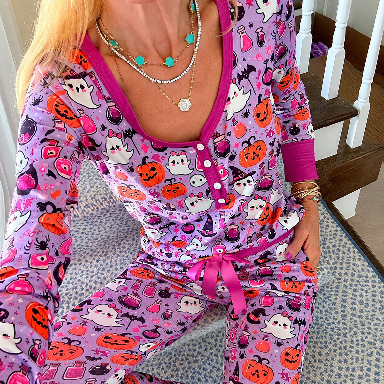 Halloween Themed Jogger Pajama Set For Women