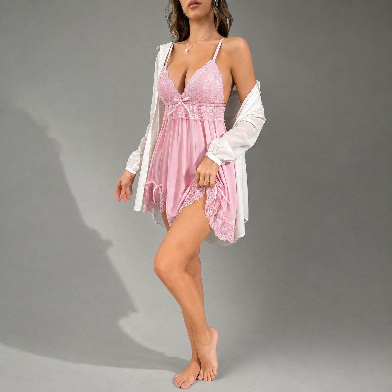 Classic Bow Sleeveless Nightwear For Women
