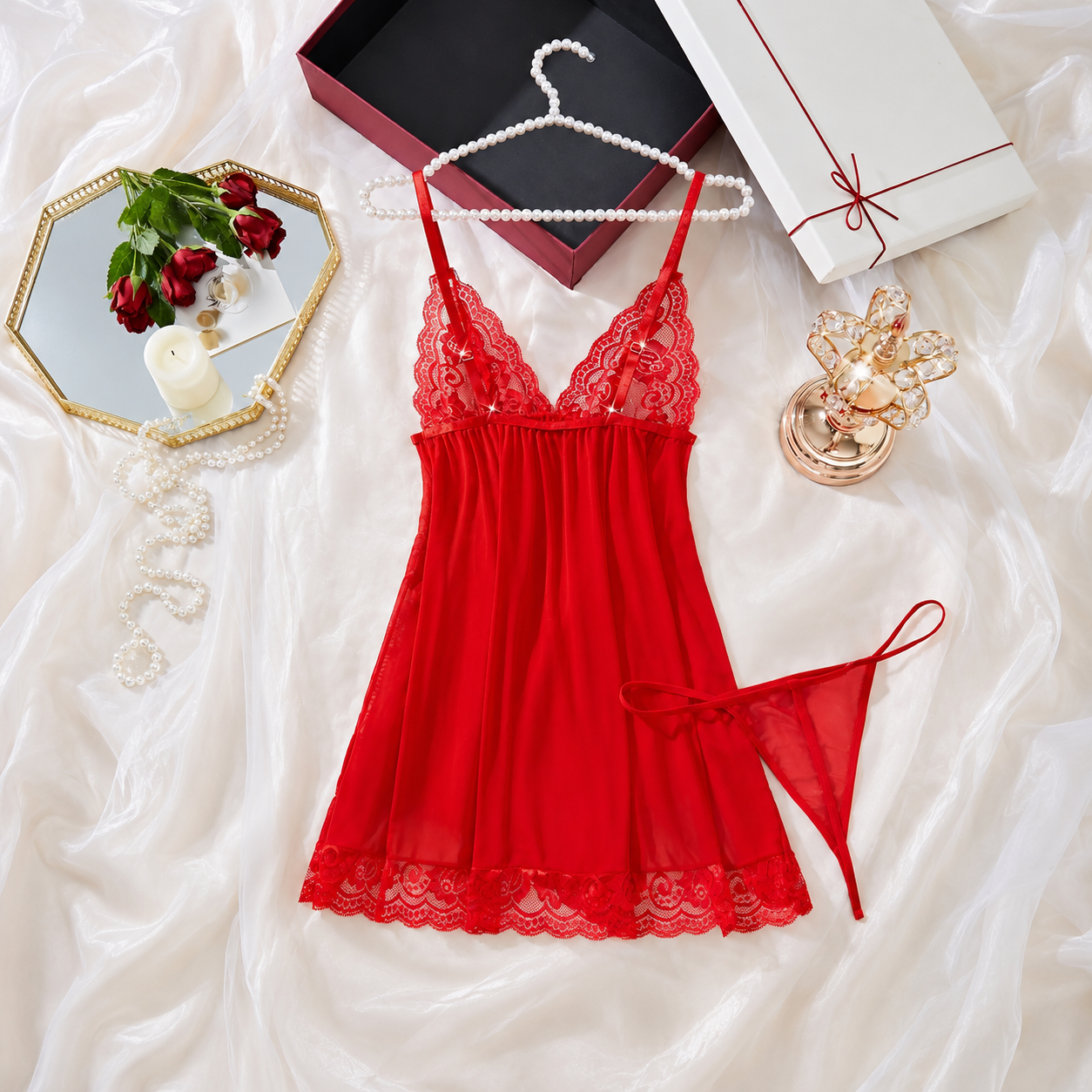 Classic Bow Sleeveless Nightwear For Women