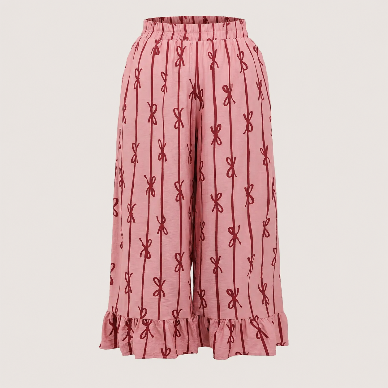 Casual Plus Size Bow Print Pants For Women