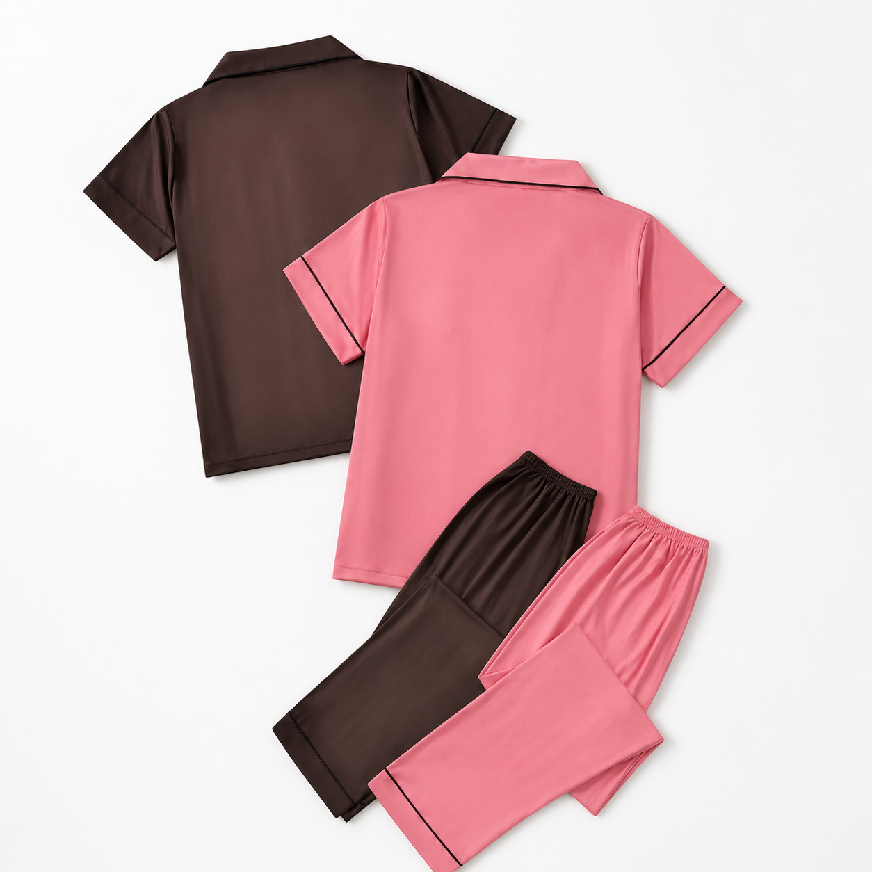 Pack of 2 Short Sleeve Shirt And Long Pants Set For Women