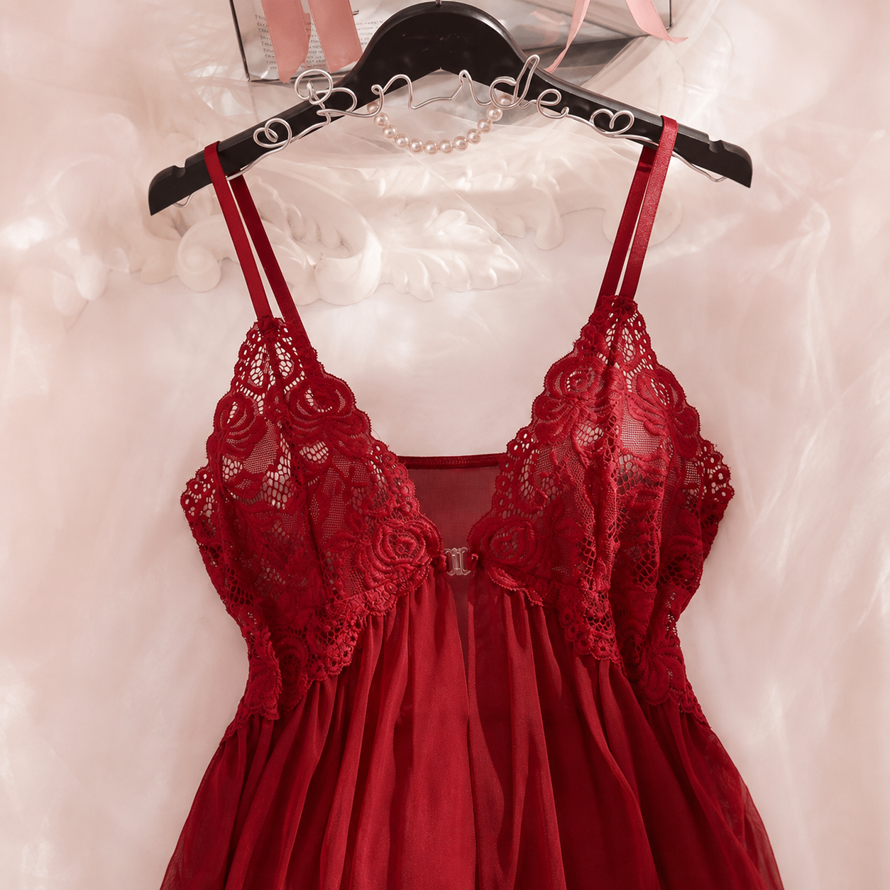 Effortless Lace Sheer Sleepwear Lingerie Set For Women