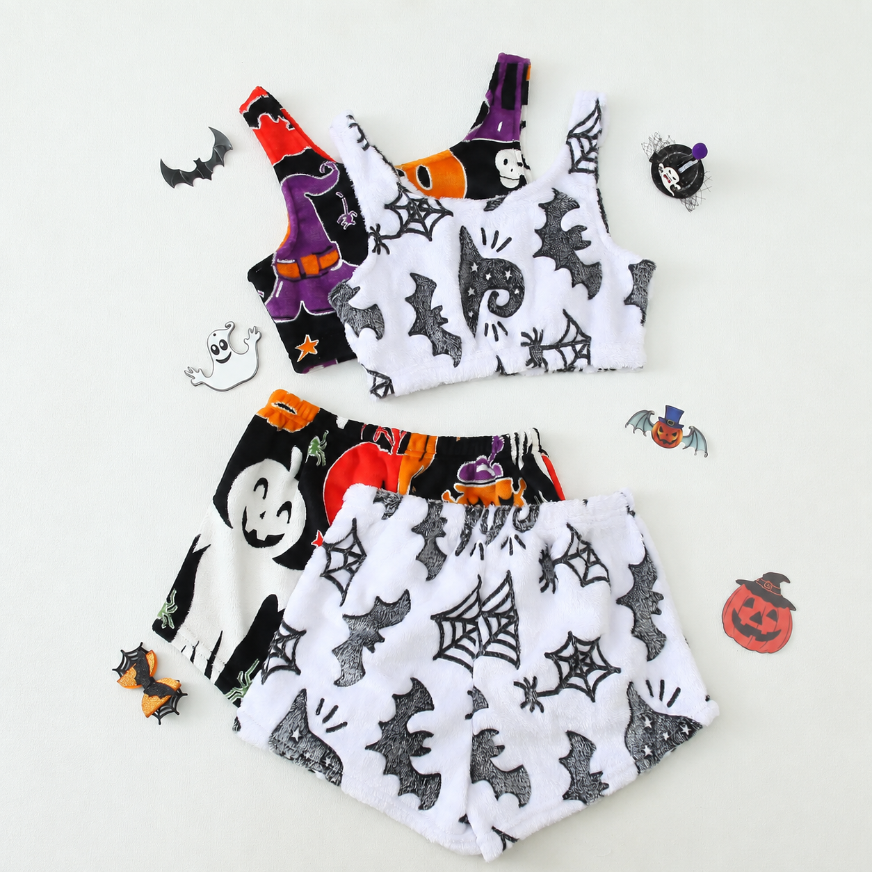 Pack of 2 Sleeveless Halloween Glow Graphic Pajama Set for Women