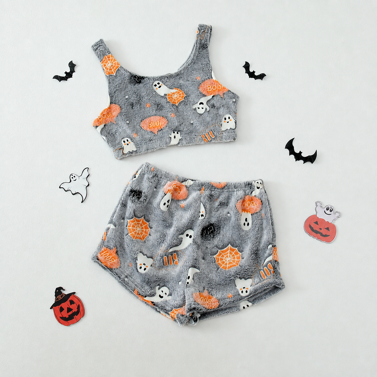 Pack of 2 Sleeveless Halloween Glow Graphic Pajama Set for Women
