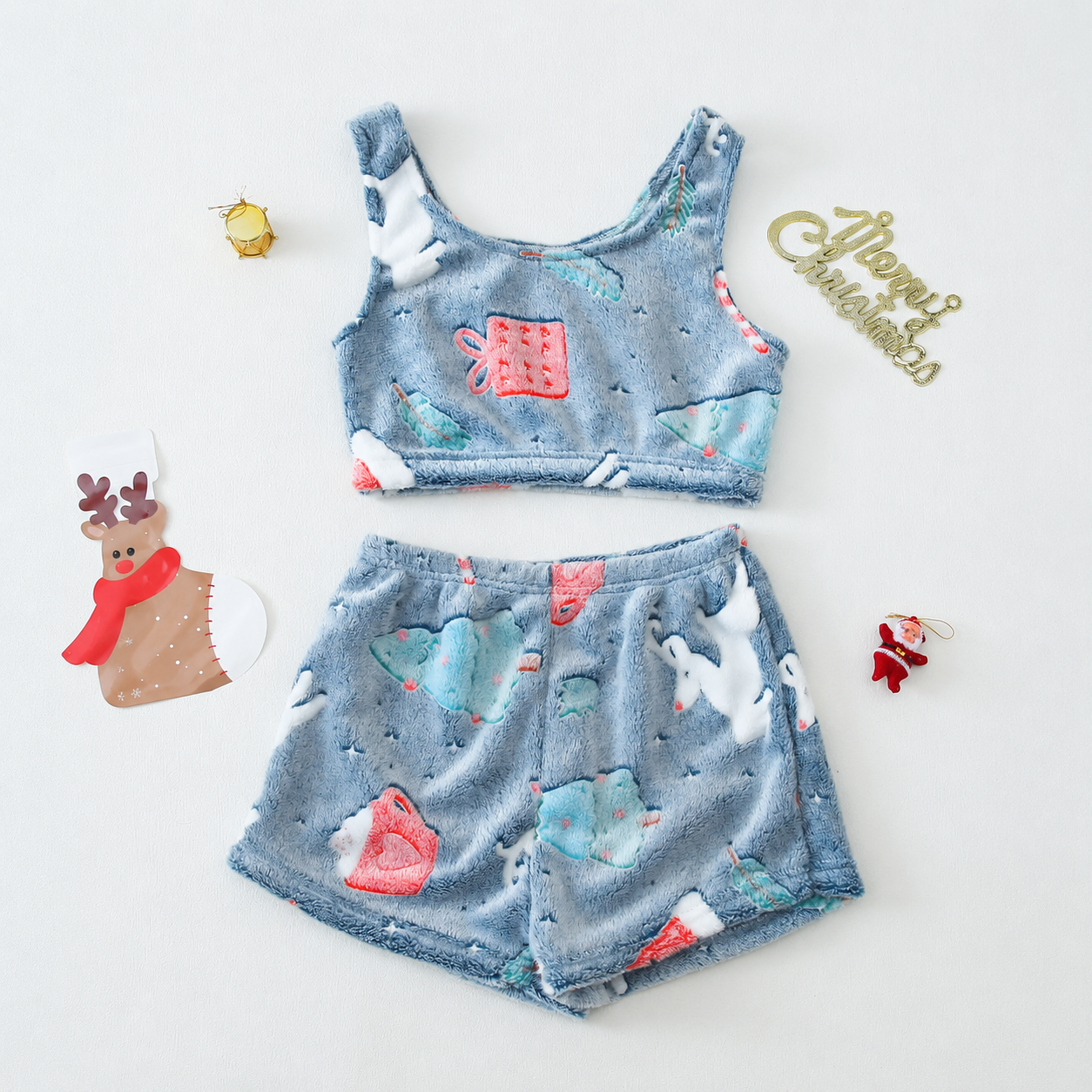 Pack of 2 Sleeveless Halloween Glow Graphic Pajama Set for Women