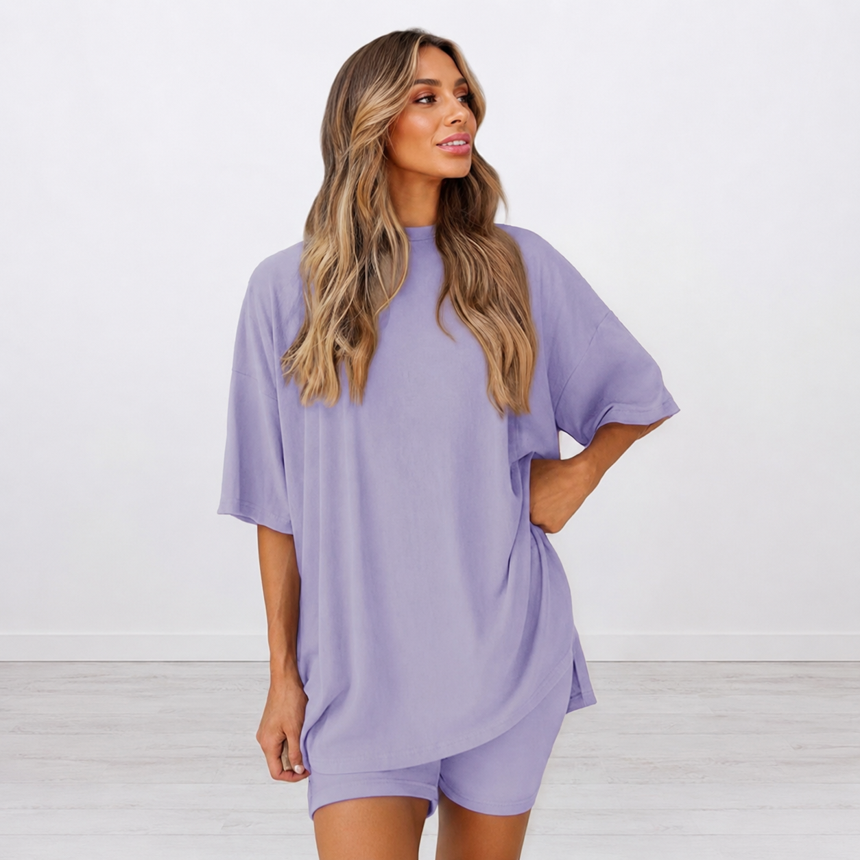 Casual Summer Solid Shorts Set Sleepwear For Women