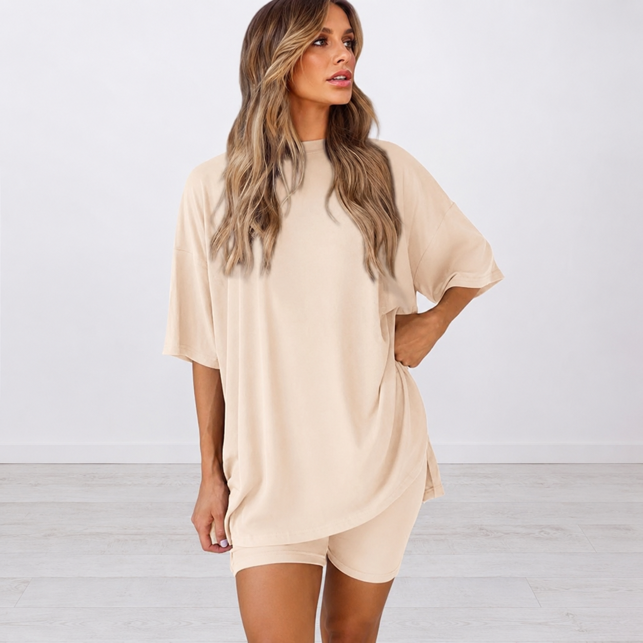 Casual Summer Solid Shorts Set Sleepwear For Women
