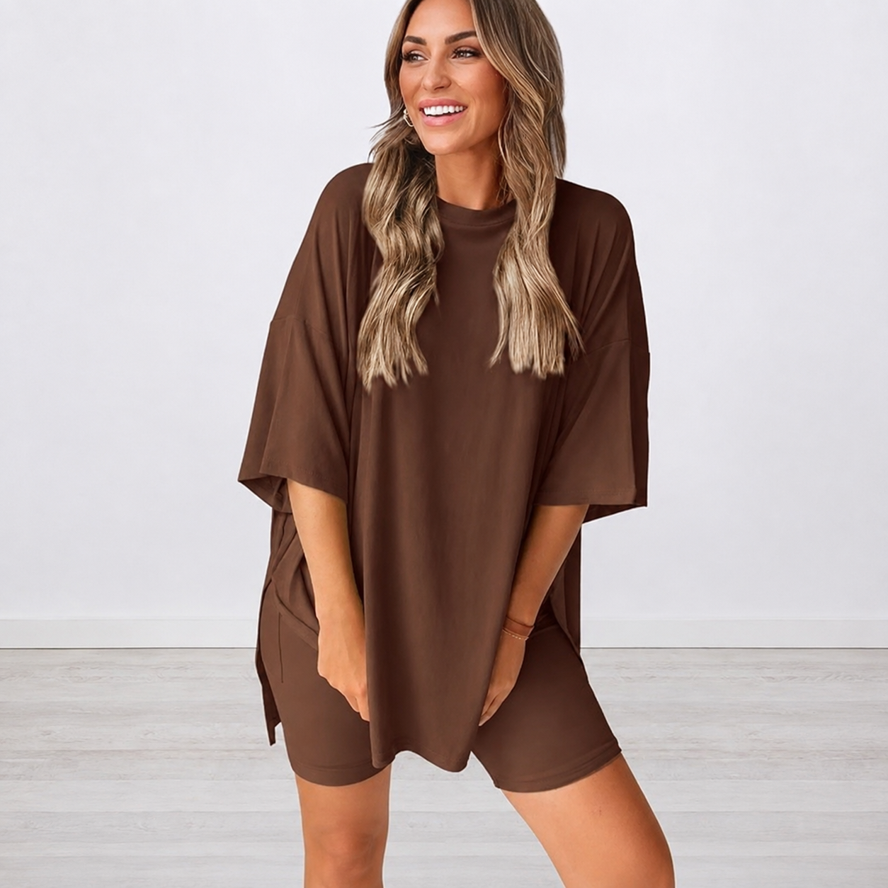 Casual Summer Solid Shorts Set Sleepwear For Women