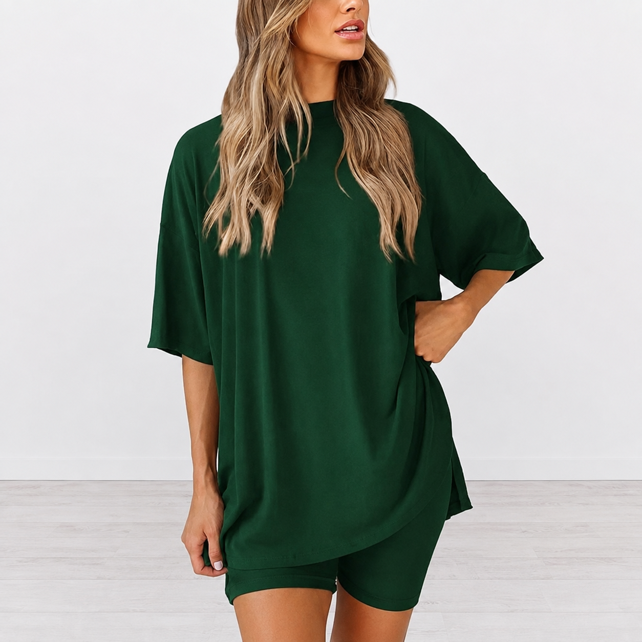 Casual Summer Solid Shorts Set Sleepwear For Women