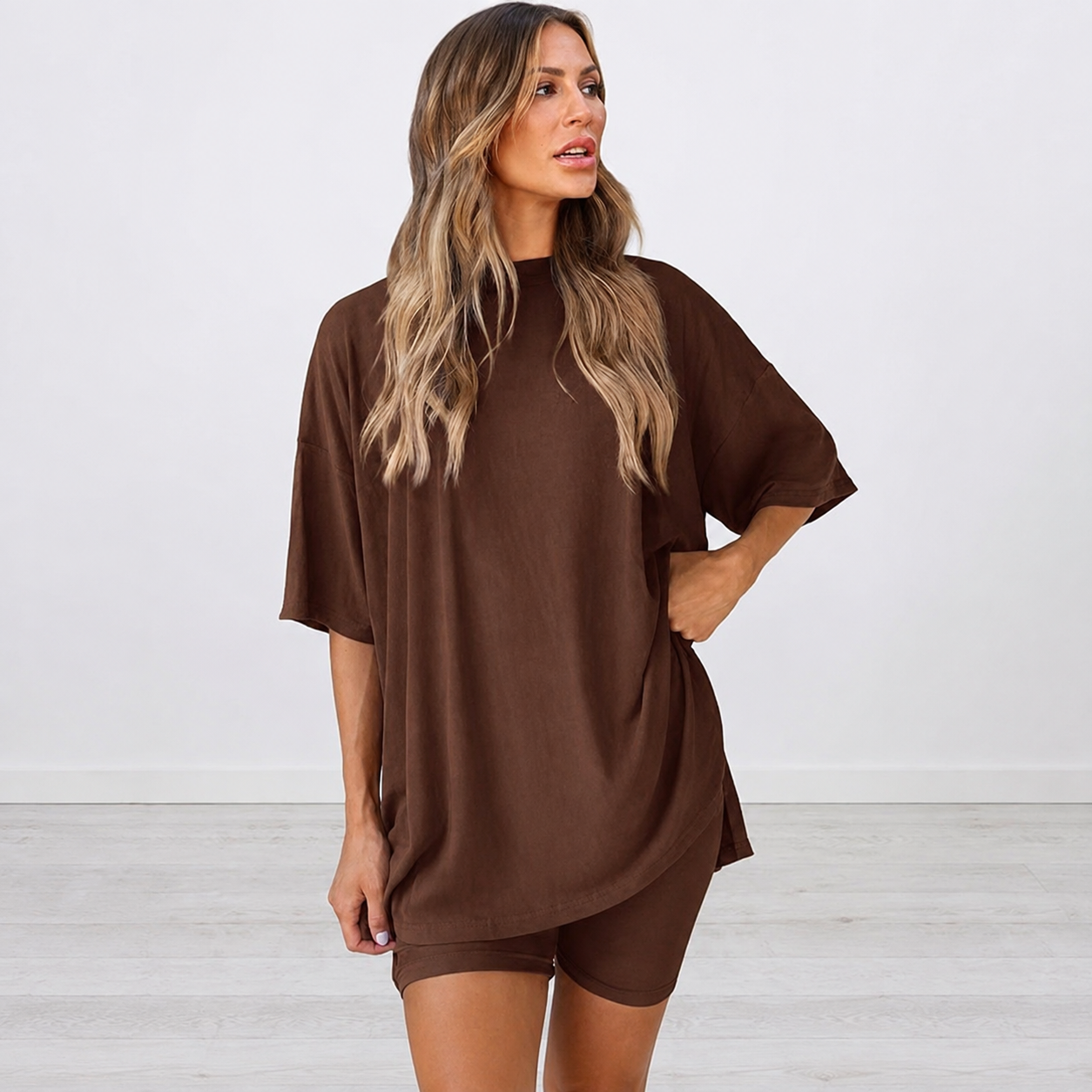 Casual Summer Solid Shorts Set Sleepwear For Women