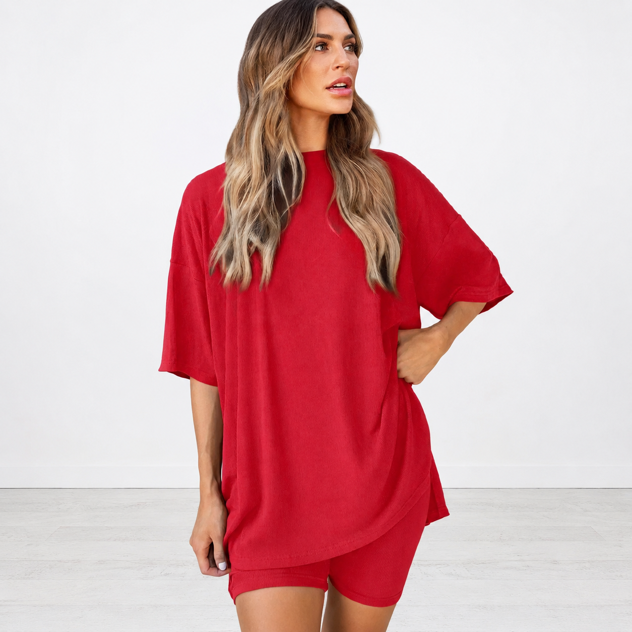 Casual Summer Solid Shorts Set Sleepwear For Women