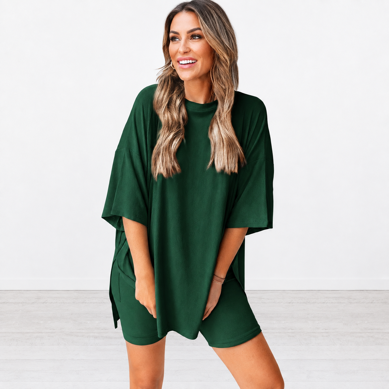 Casual Summer Solid Shorts Set Sleepwear For Women