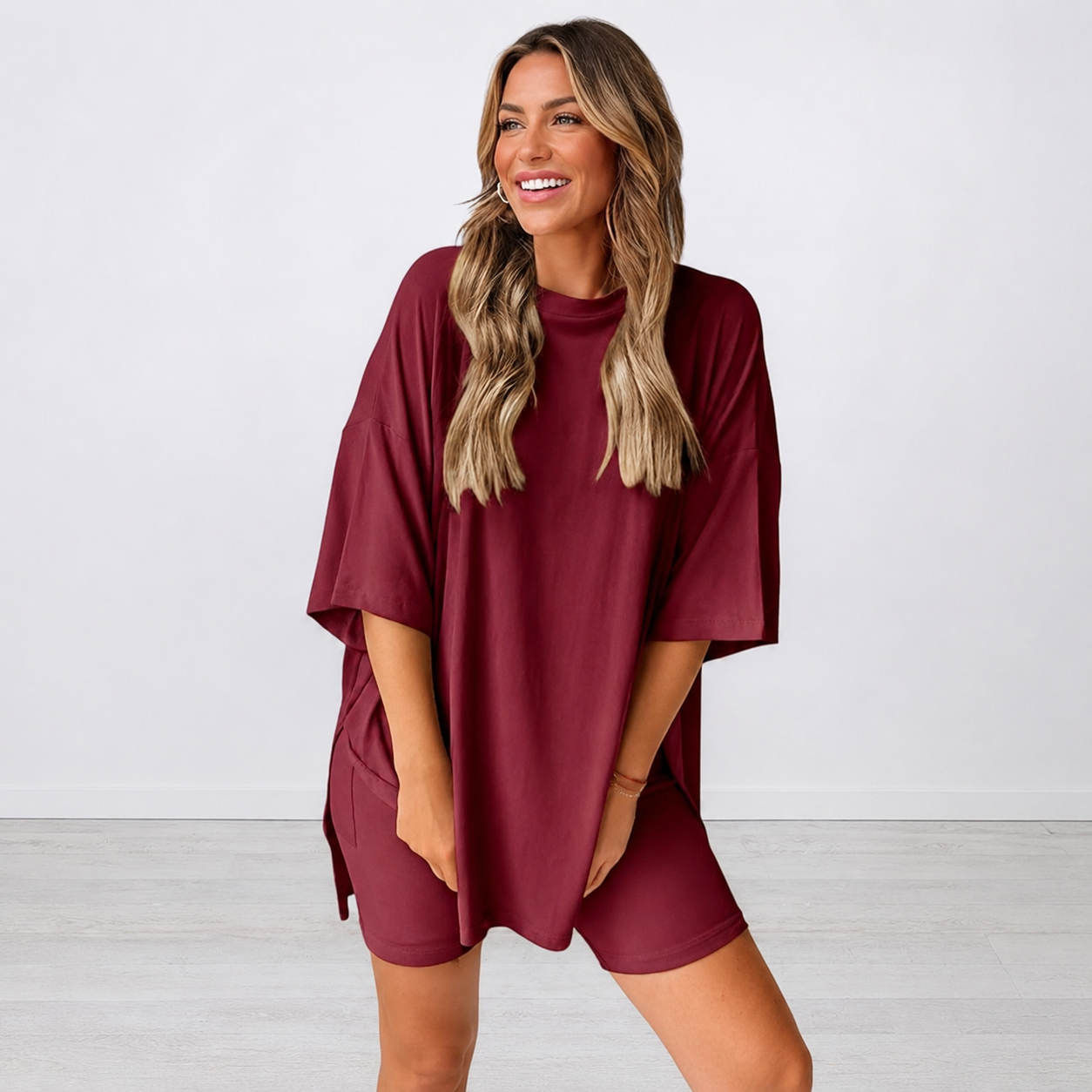 Casual Summer Solid Shorts Set Sleepwear For Women
