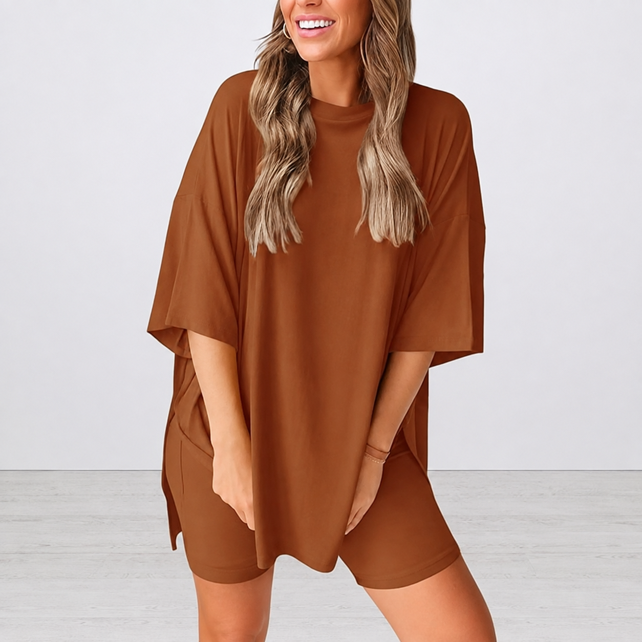 Casual Summer Solid Shorts Set Sleepwear For Women