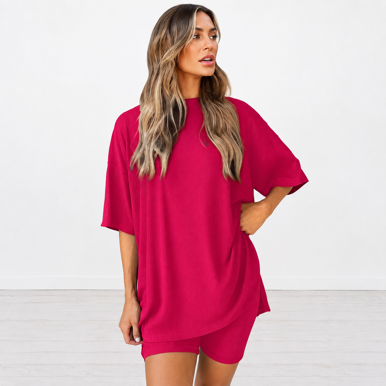 Casual Summer Solid Shorts Set Sleepwear For Women