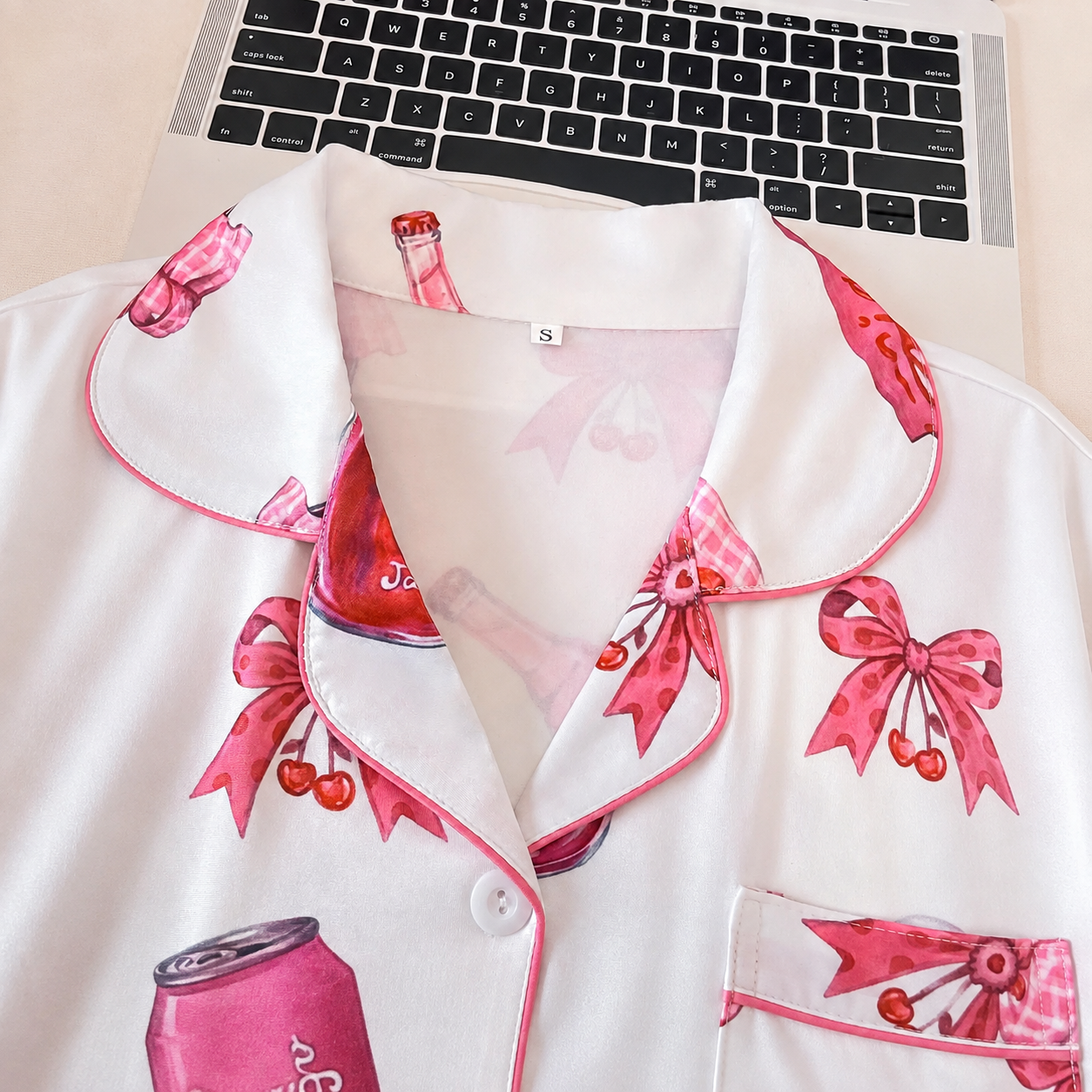 2 Piece Graphic Button Up Loungewear Pajama Set for Women
