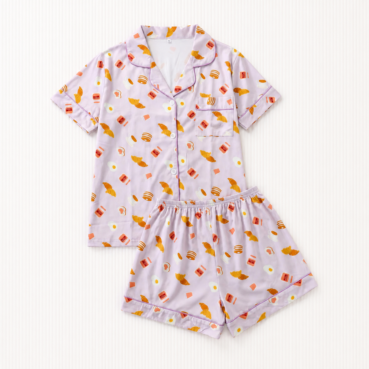2 Piece Graphic Button Up Loungewear Pajama Set for Women