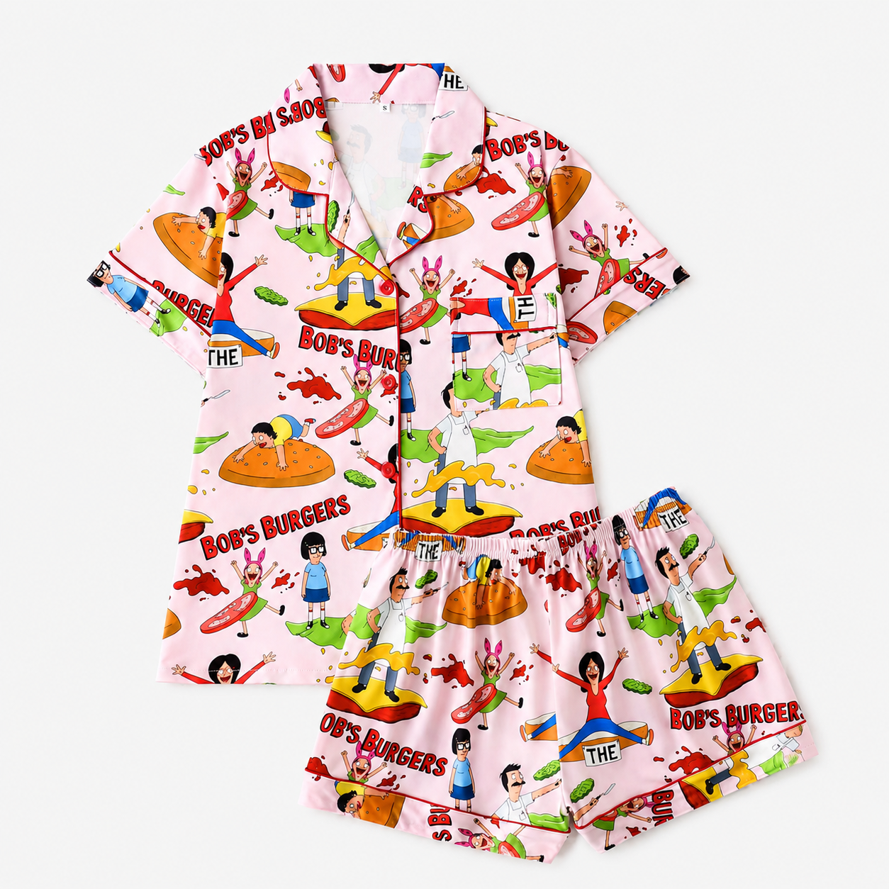 2 Piece Graphic Button Up Loungewear Pajama Set for Women