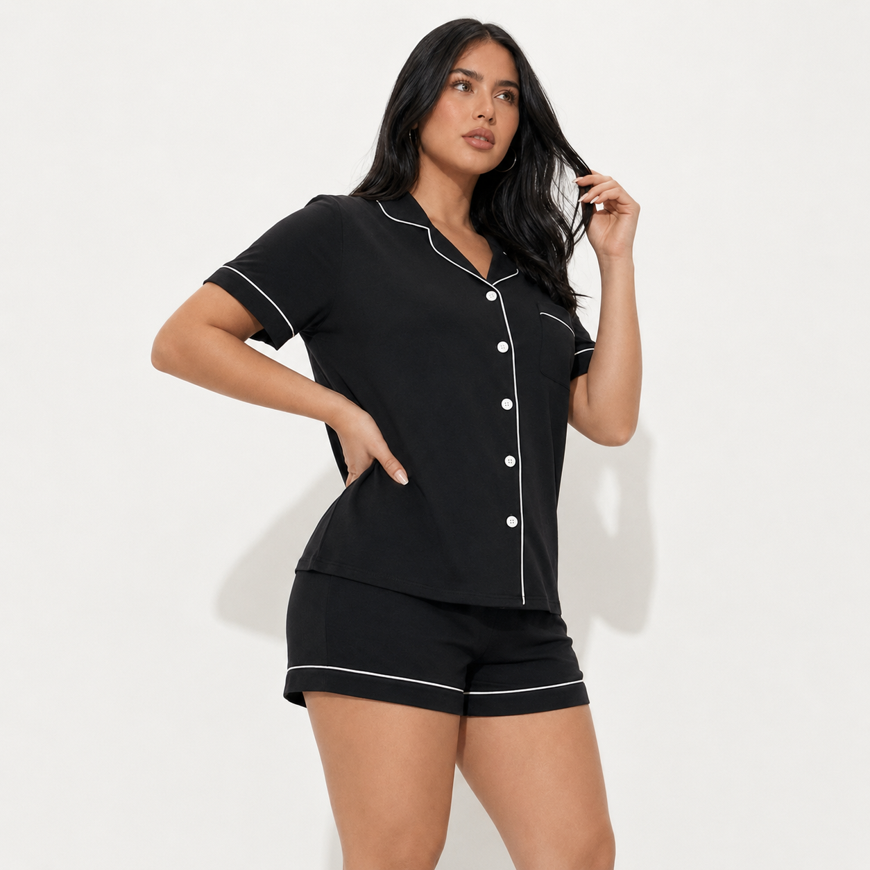 Two Piece Casual Short Sleeve Sleepwear For Women