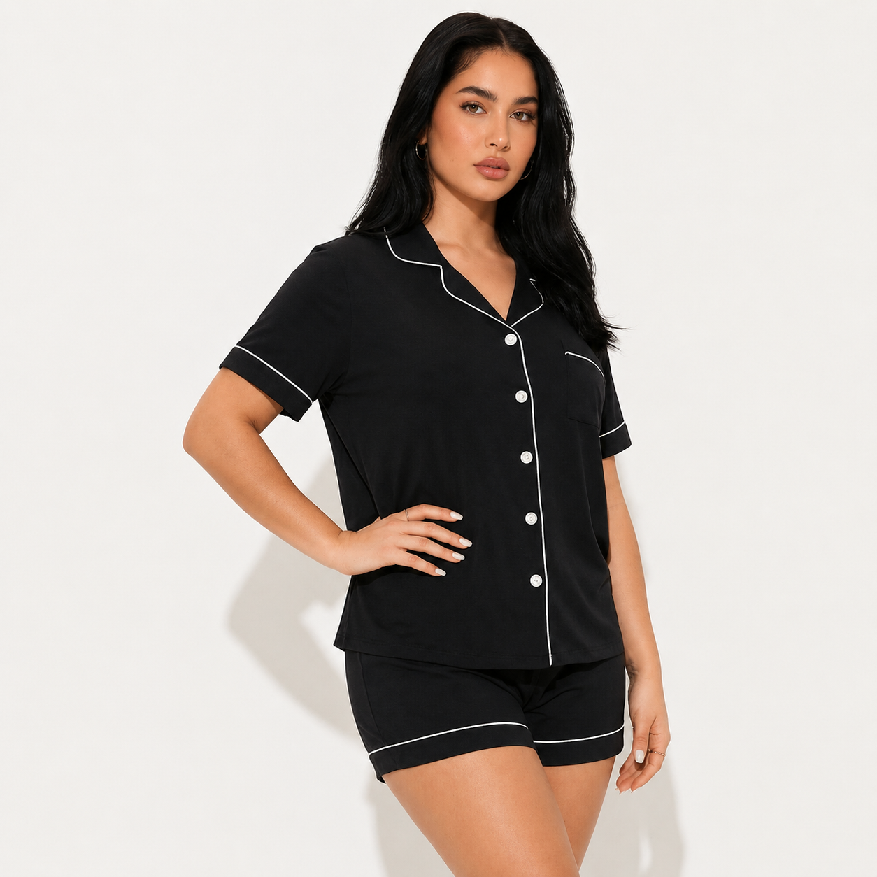 Two Piece Casual Short Sleeve Sleepwear For Women