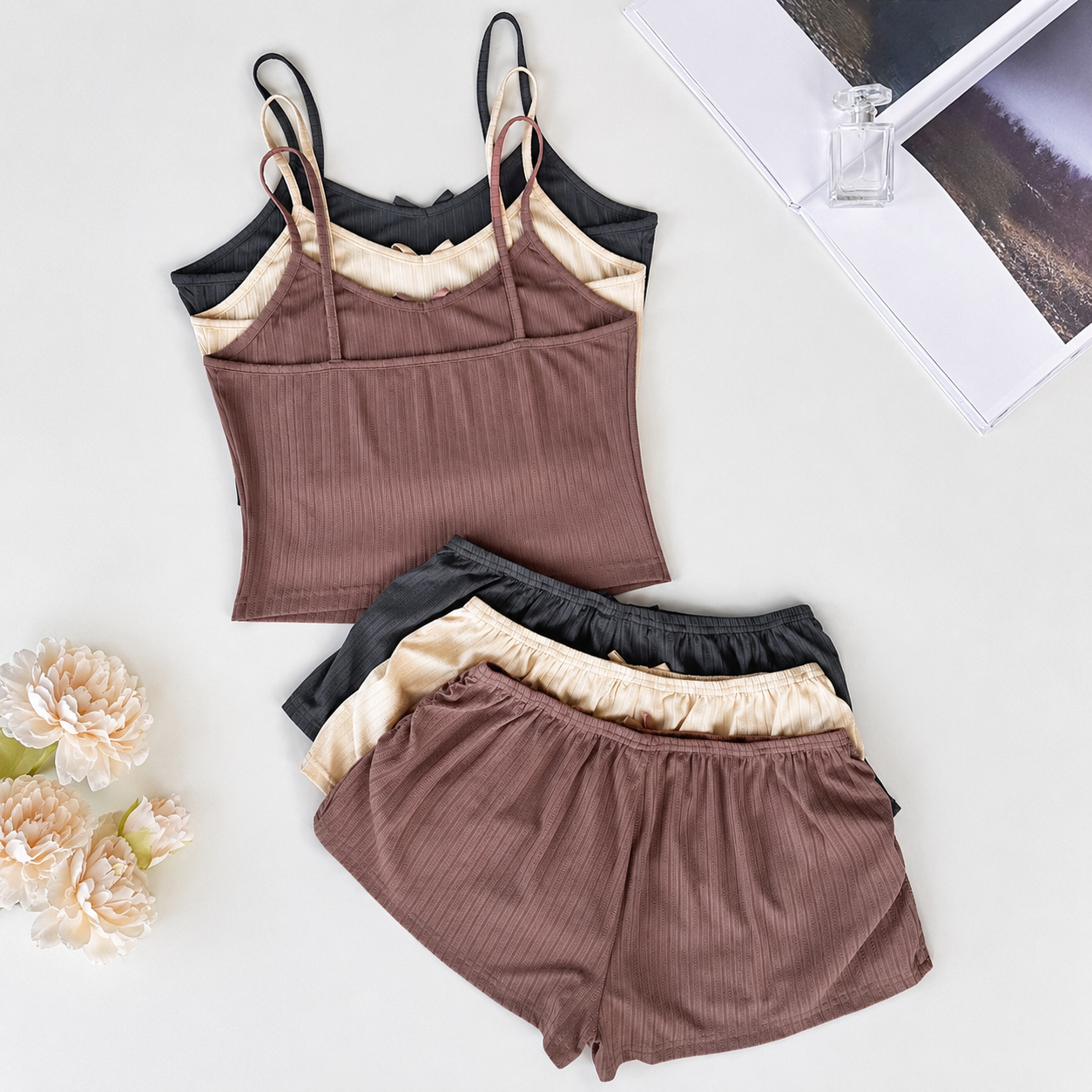 6 Piece Comfortable Bow Decor Loungewear Set For Women