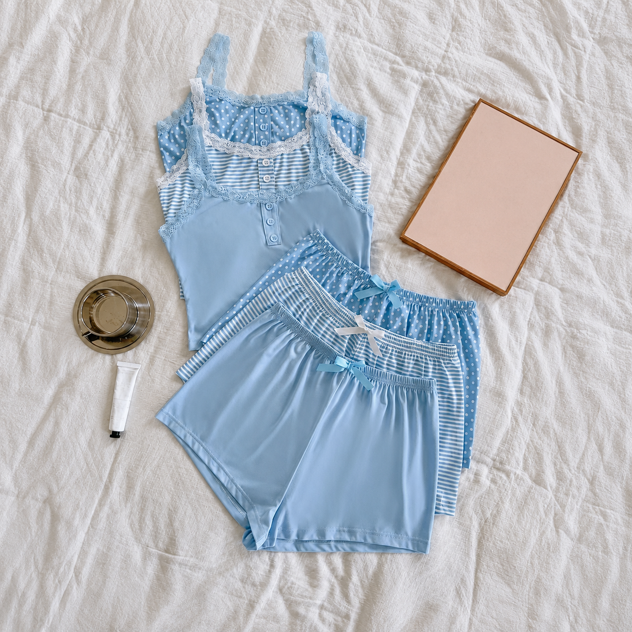 Casual Fitted Cami And Shorts Sleepwear Set For Women