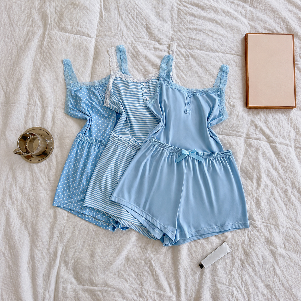 Casual Fitted Cami And Shorts Sleepwear Set For Women
