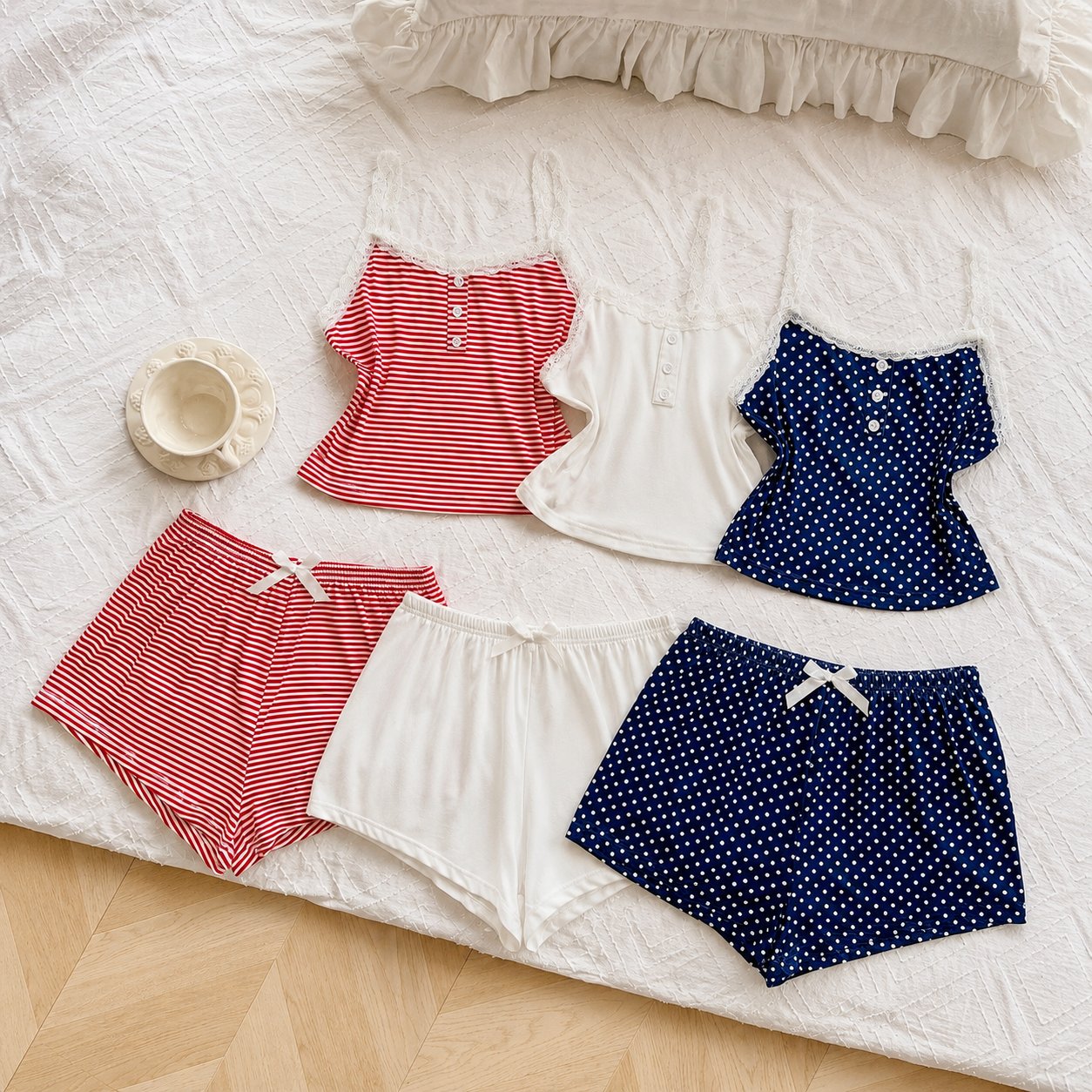 Casual Fitted Cami And Shorts Sleepwear Set For Women