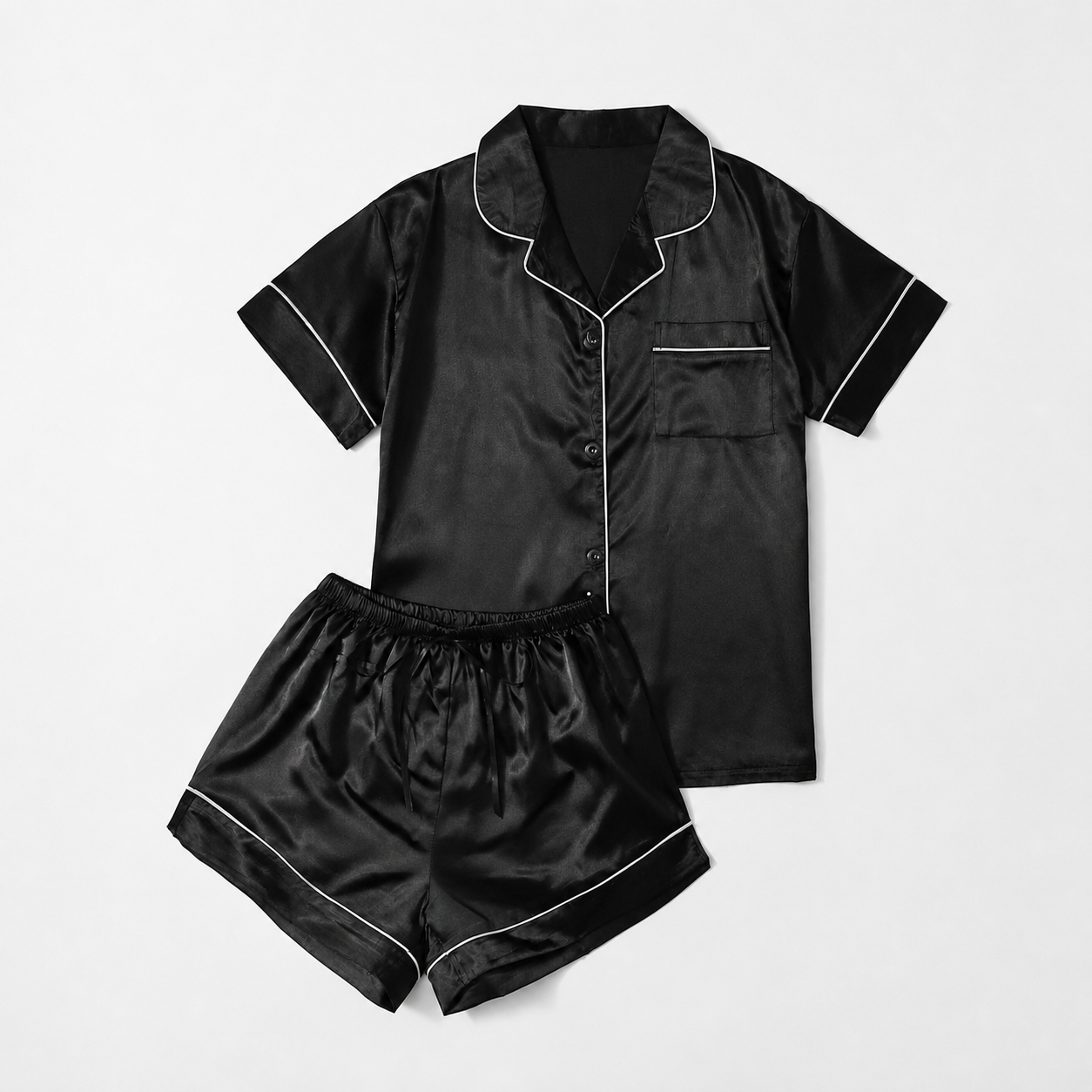 2 Piece Casual Sleepwear Set With Button Front For Women
