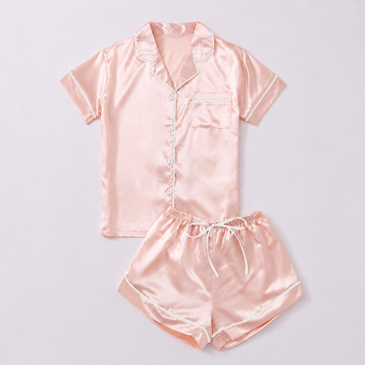 2 Piece Casual Sleepwear Set With Button Front For Women