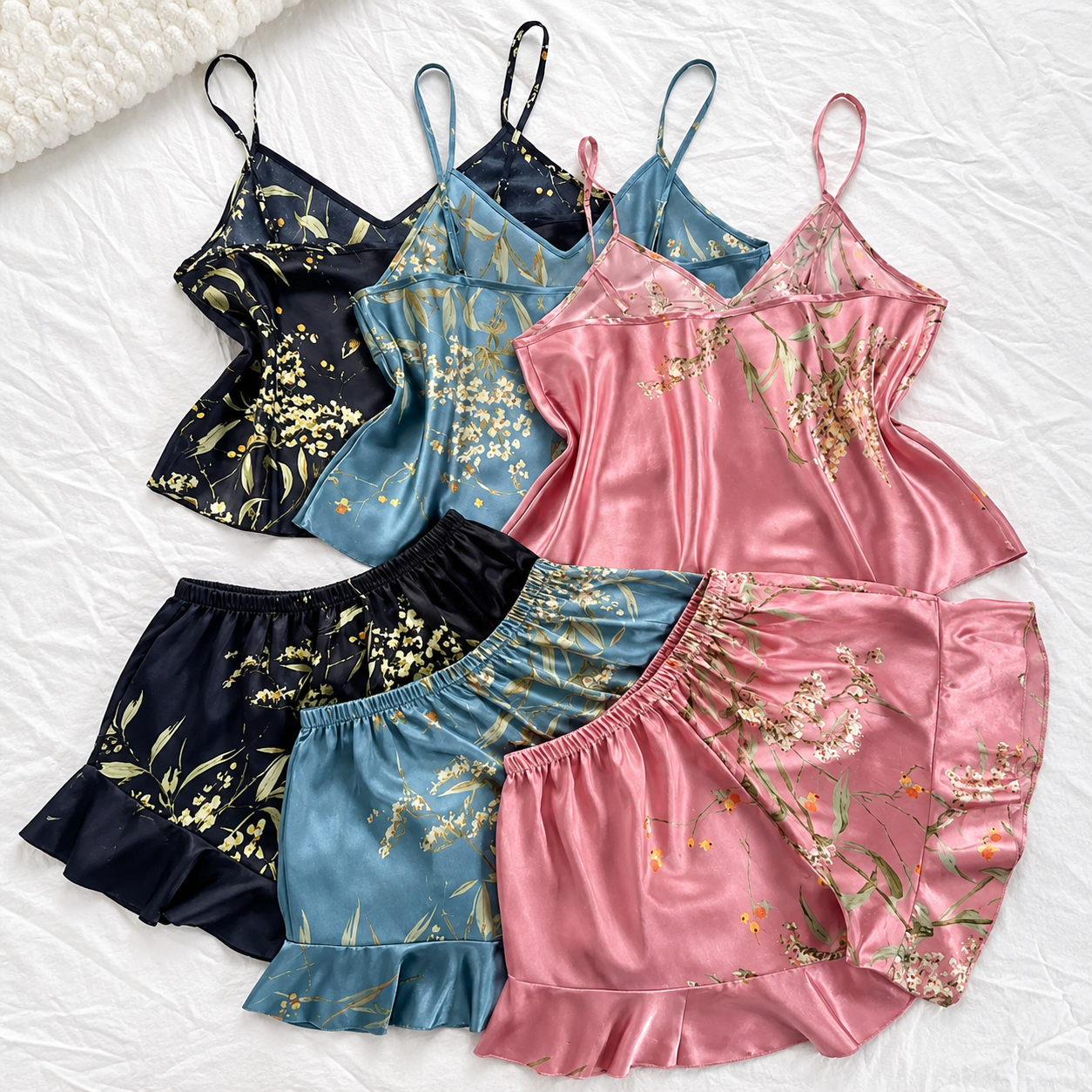 Three Pieces Soft And Comfortable Printed Sleepwear For Women
