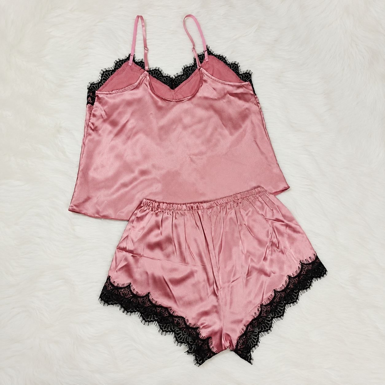 Two Piece Lace Trim Camisole Pajama Set