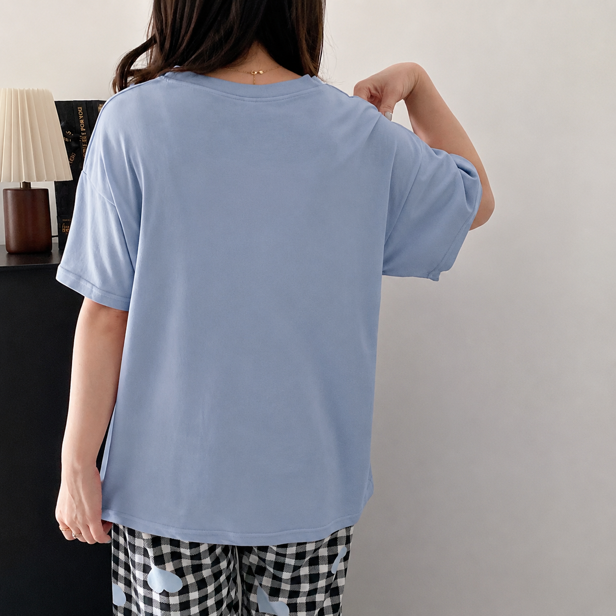 Letter And Bow Printed Two Piece Pajama Set