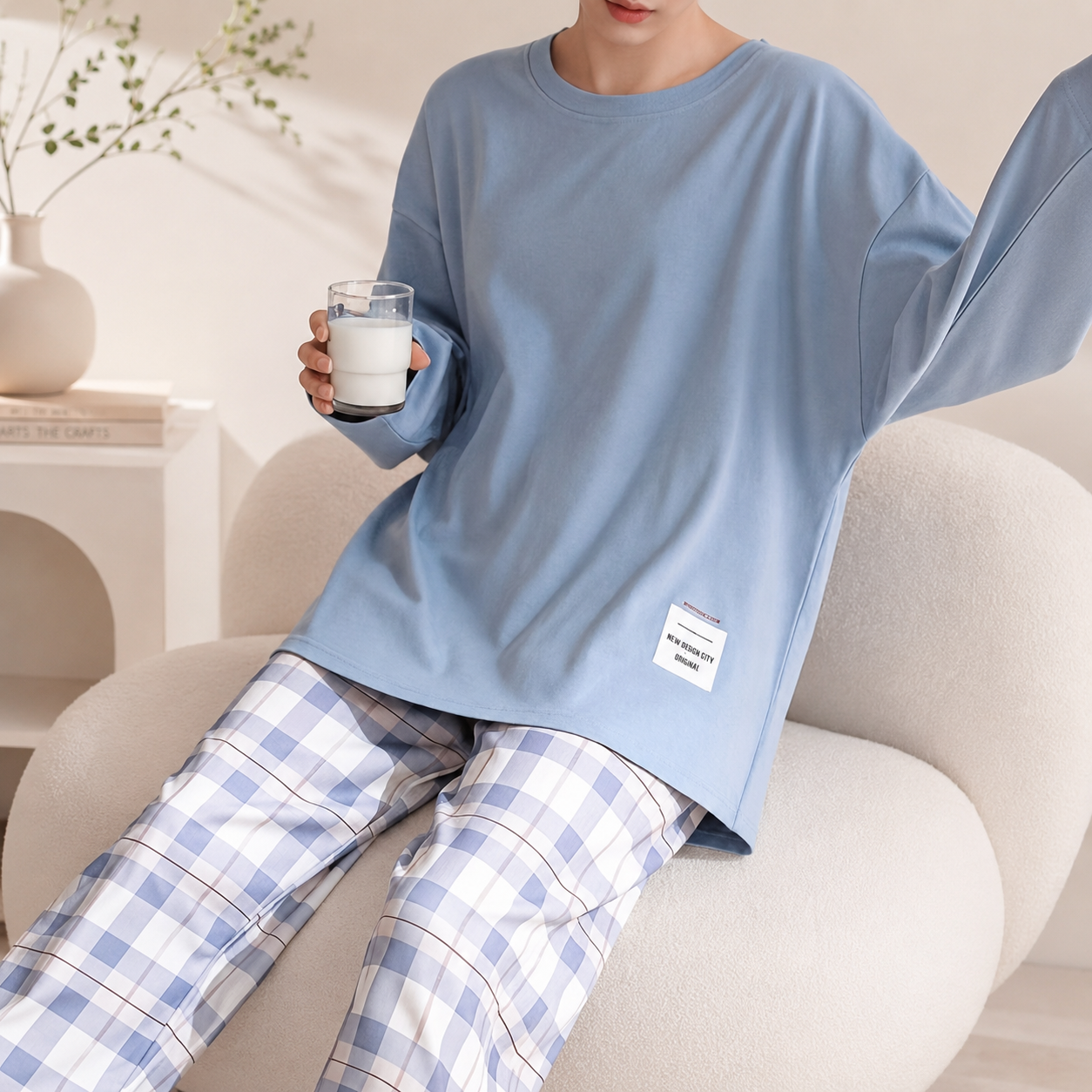 Comfortable Plaid Long Sleeve Pajama Set For Women