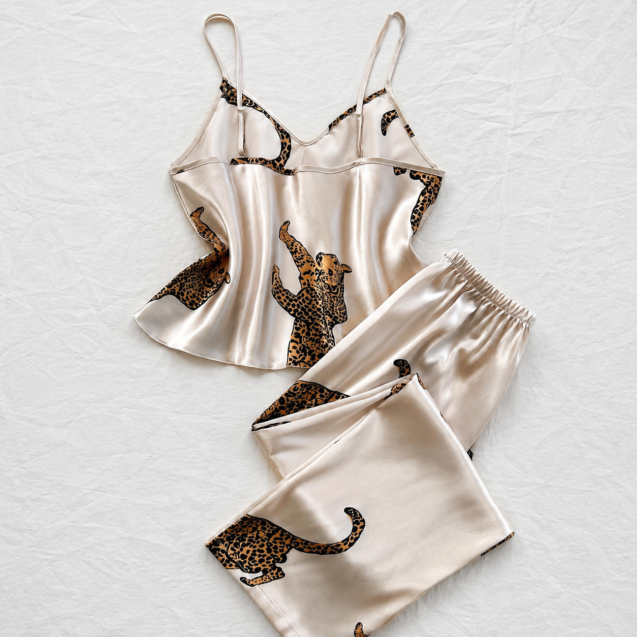 Leopard Printed Two Piece Pajama Set