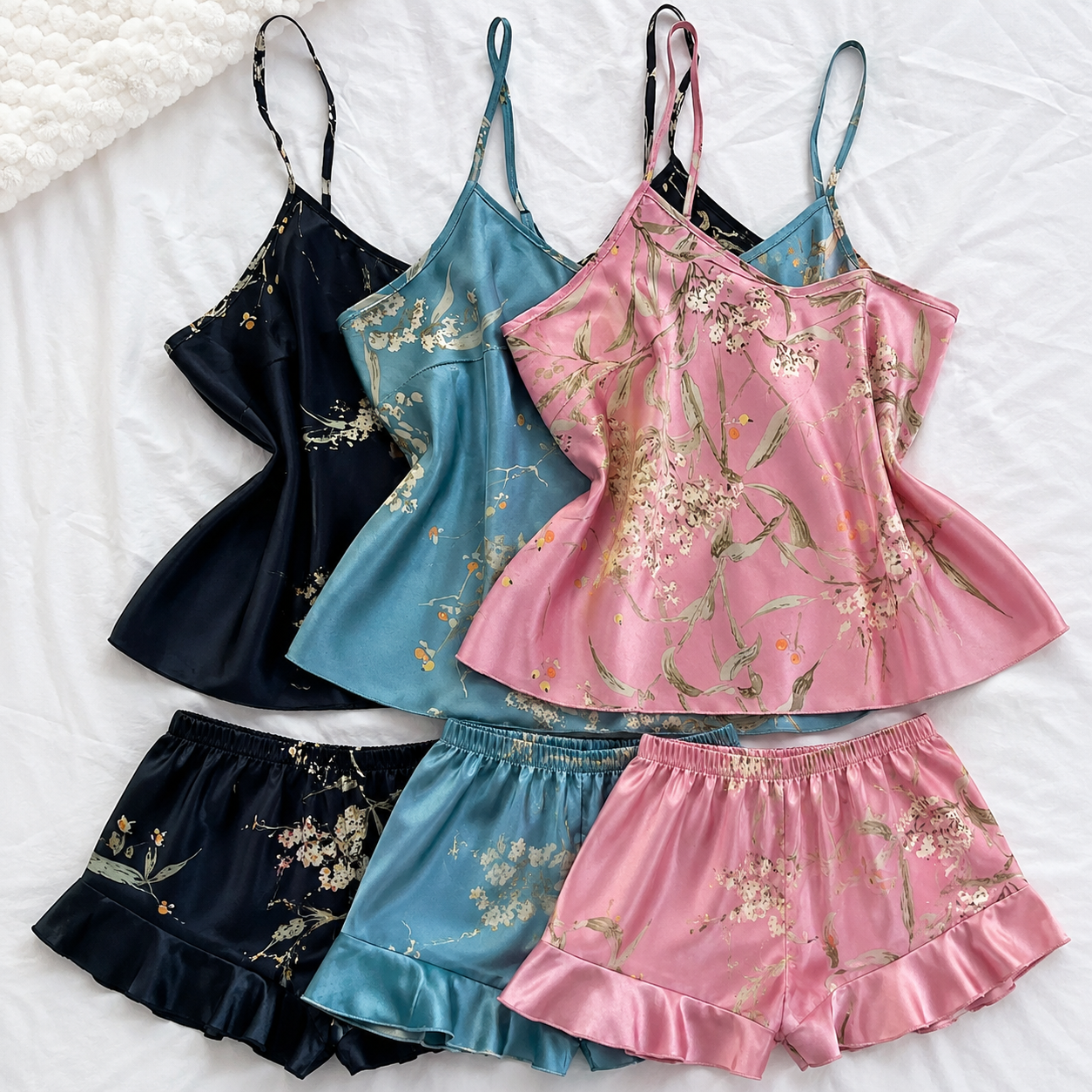 Three Pieces Soft And Comfortable Printed Sleepwear For Women