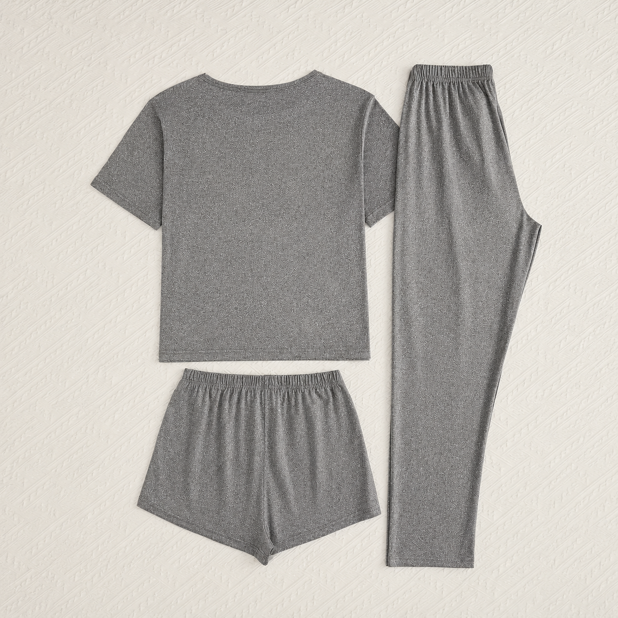 Casual Let Me Sleep Print Short Sleeves Top Casual Pants And Shorts Loungewear Set For Women